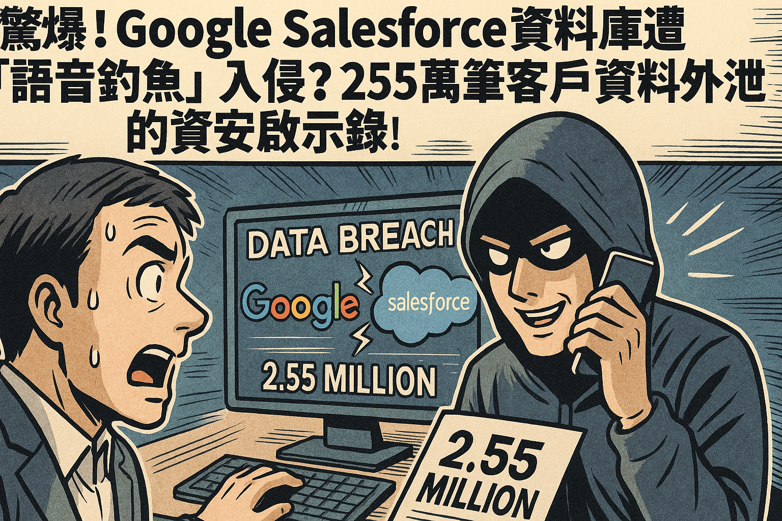 驚爆!Google Salesforce資料庫遭「語音釣魚」入侵?255萬筆客戶資料外洩的資安啟示錄!Shocking! Google Salesforce Database Hacked via “Vishing”? 2.55 Million Customer Records Leaked: Cybersecurity’s Wake-Up Call!