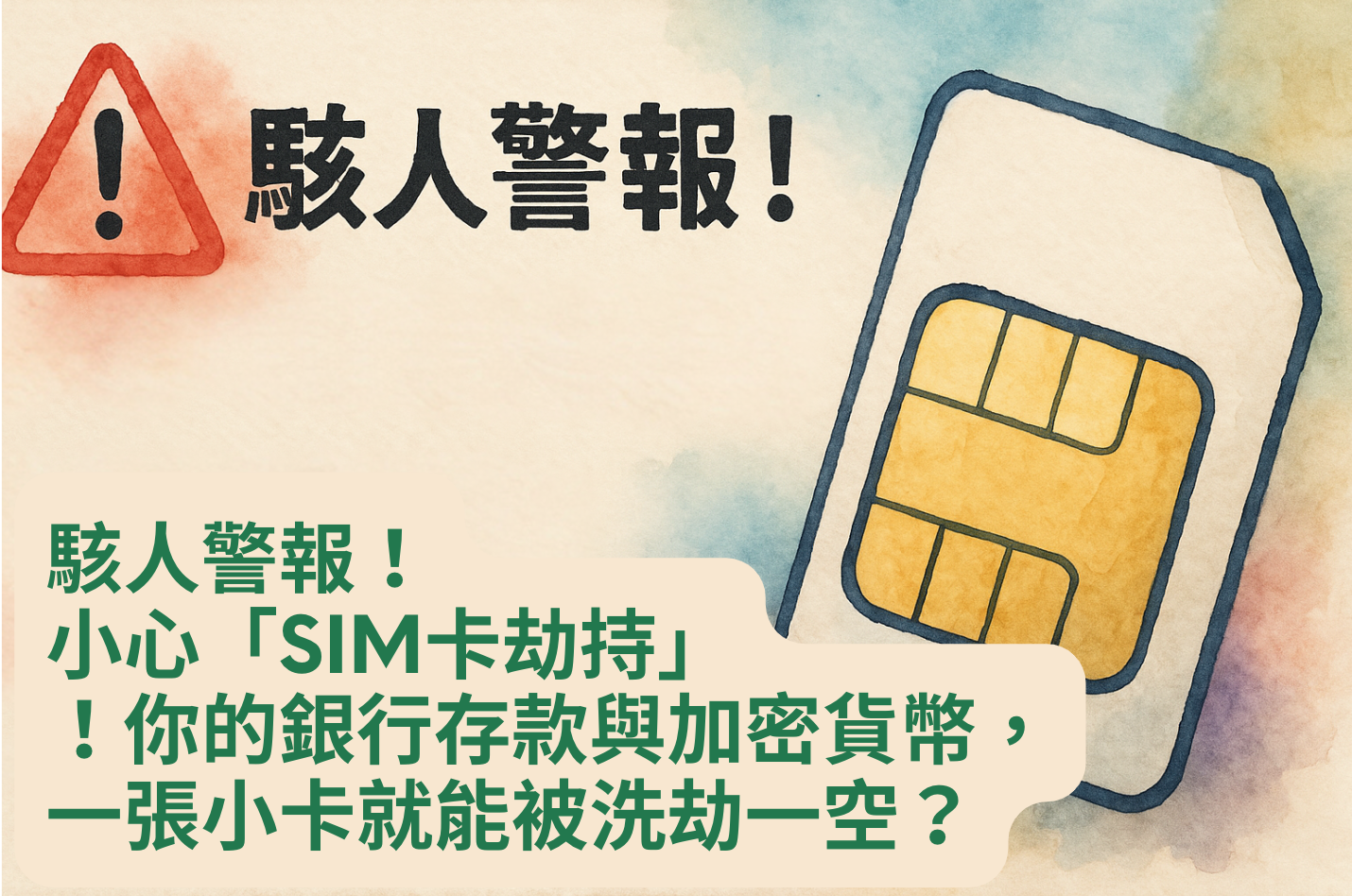 駭人警報!小心「SIM卡劫持」!你的銀行存款與加密貨幣,一張小卡就能被洗劫一空?Terrifying Alert! Beware of “SIM Swap”! Can Your Bank Savings & Crypto Be Emptied by One Small Card?